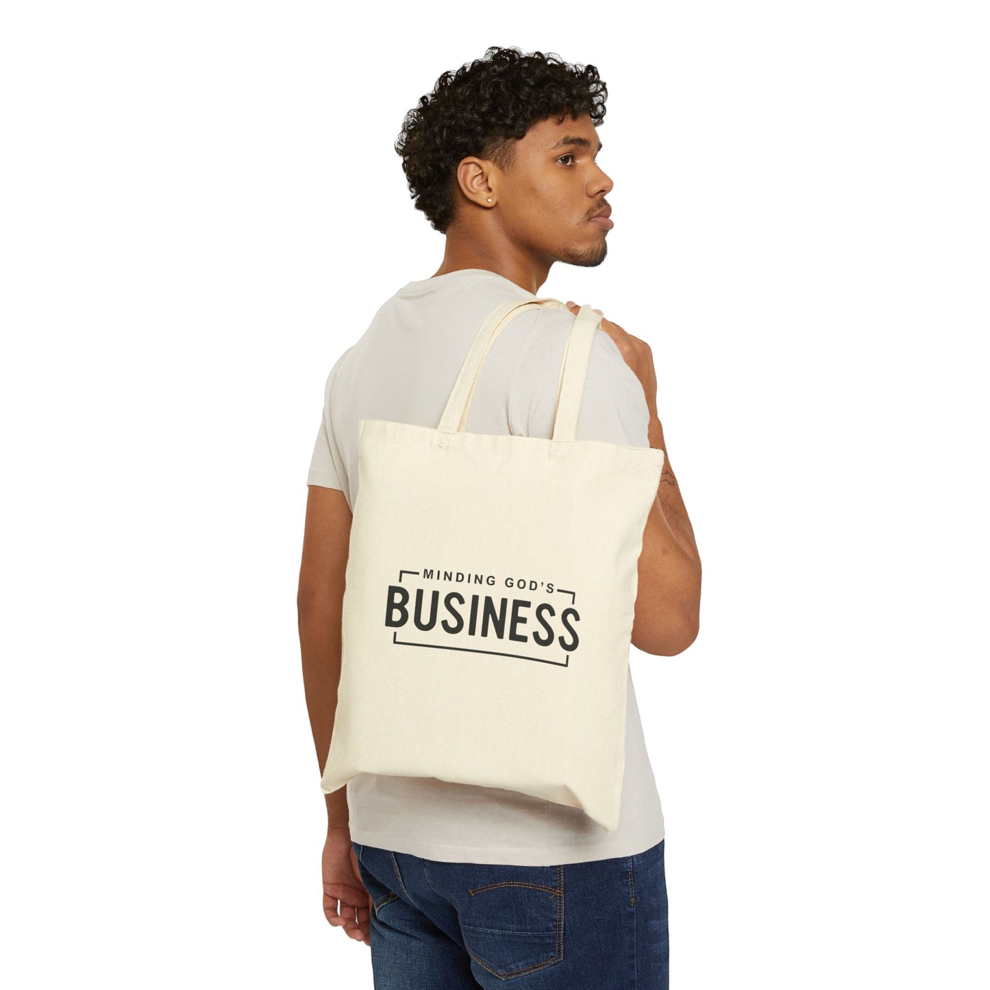 minding god's business - cotton canvas tote bag