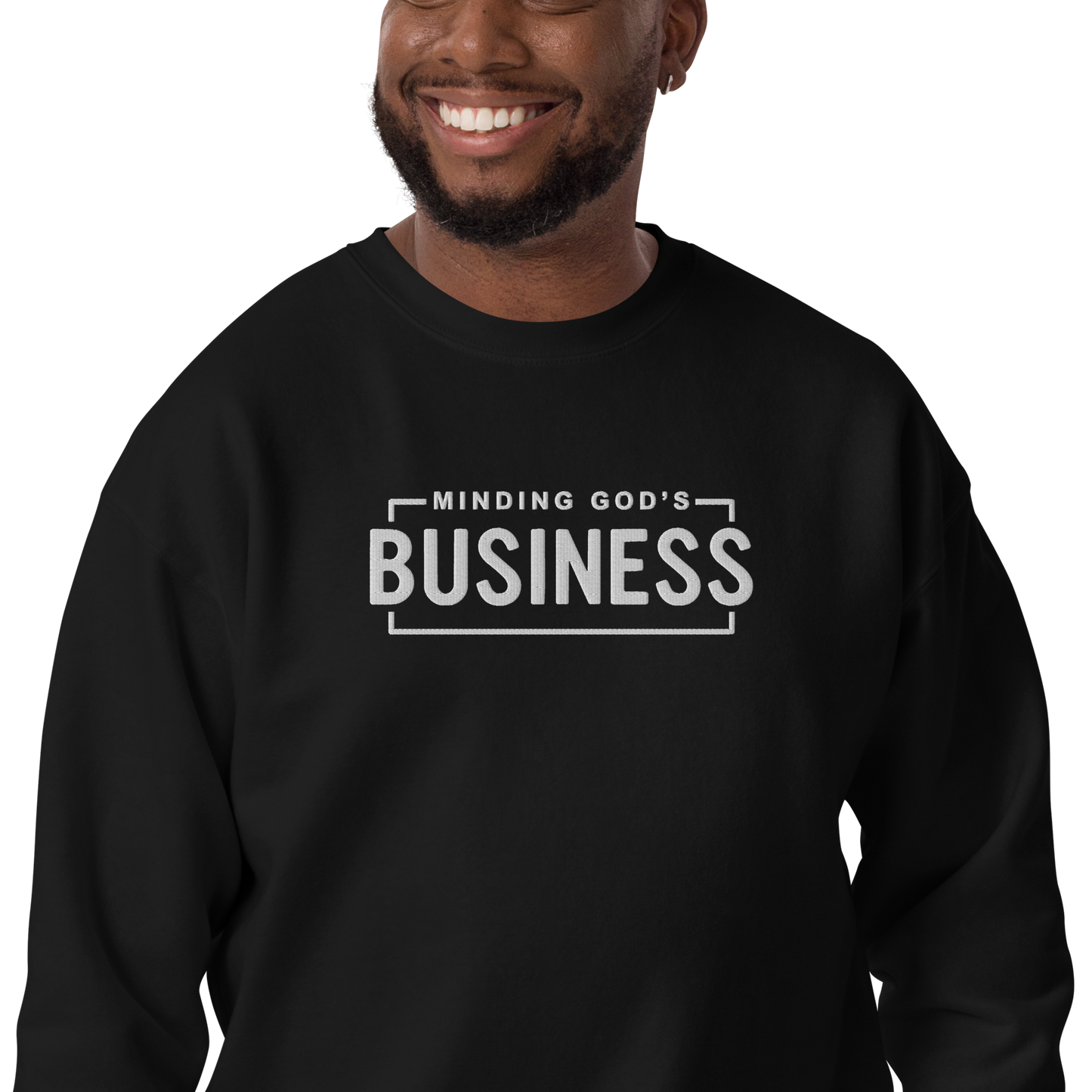 minding god's business crew neck sweatshirt